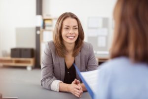 woman smiling in job interview